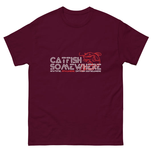 Catfish Somewhere Red/White Logo Men's T-Shirt